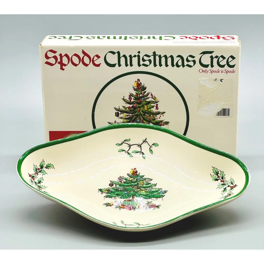Spode Oval Christmas Tree Pickle Dish S3324 N Earthenware Serving Bowl